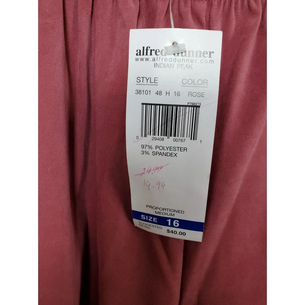 Women's Alfred Dunner Slacks with Pockets & Elastic Waist Size 16 New Peach Colo